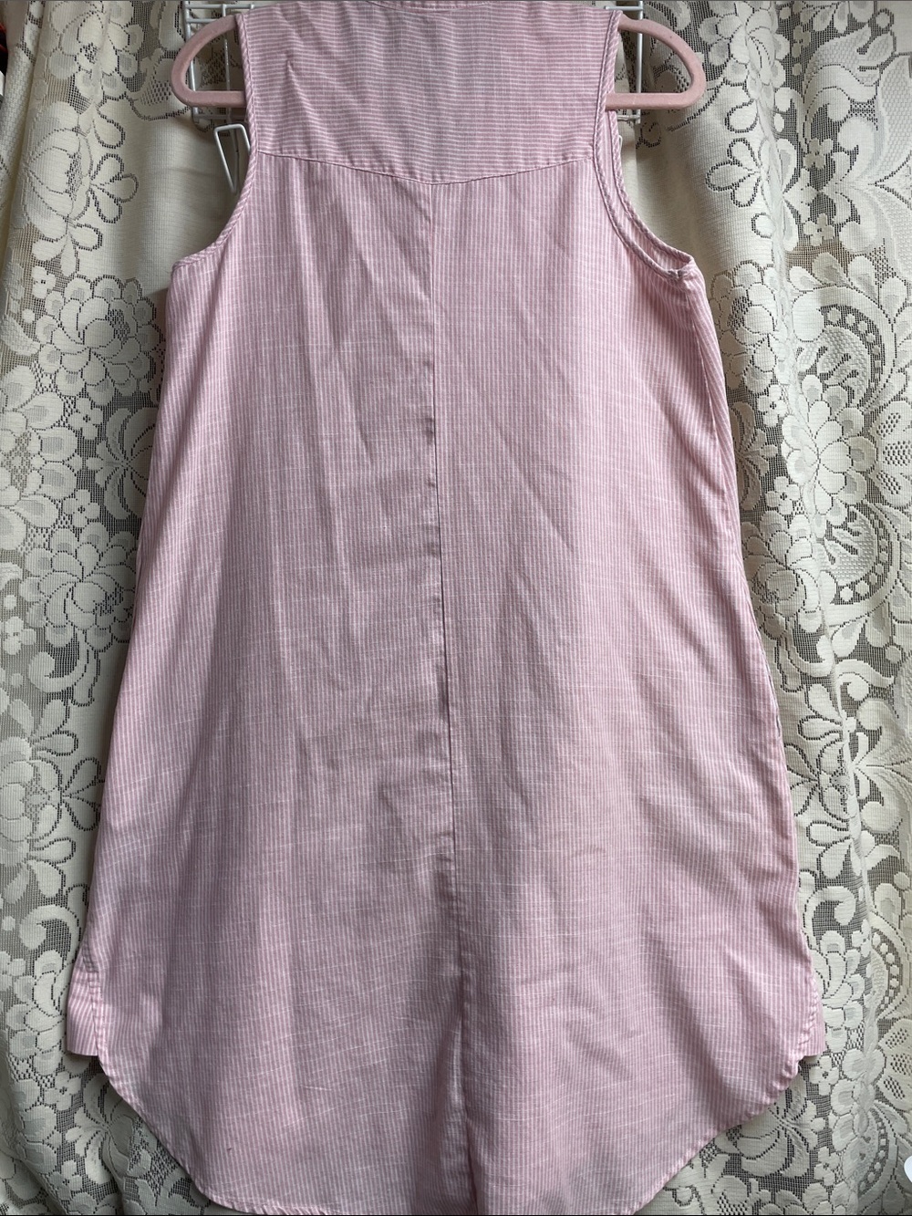 Mlle Gabrielle Pink and White Striped Sleeveless Shirt Dress with Pockets Size M - Picture 8 of 9